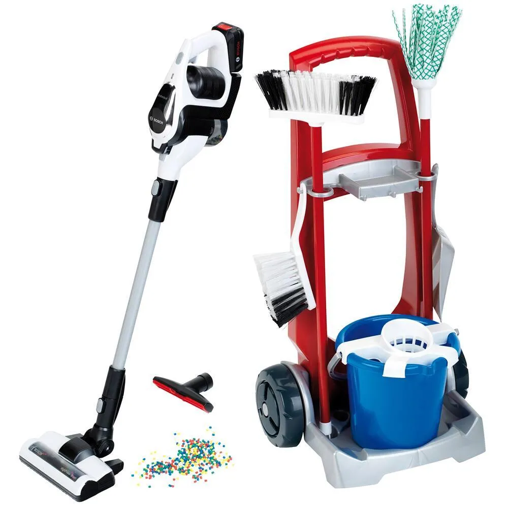 CHARIOT DE MÉNAGE + ASPIRATEUR BOSCH UNLIMITED