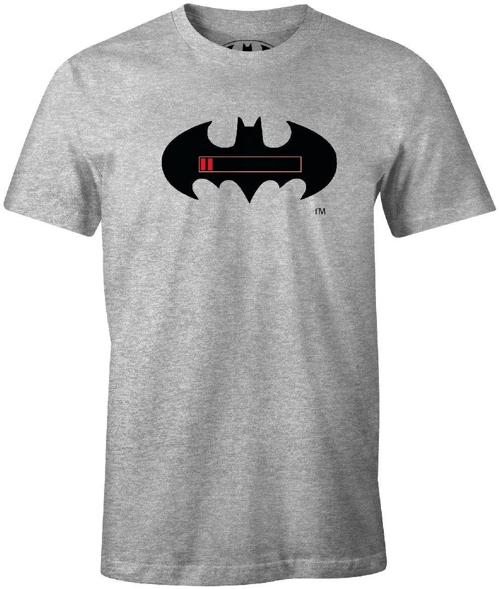 Dc comics - t-shirt gris batman batterie à plat - m