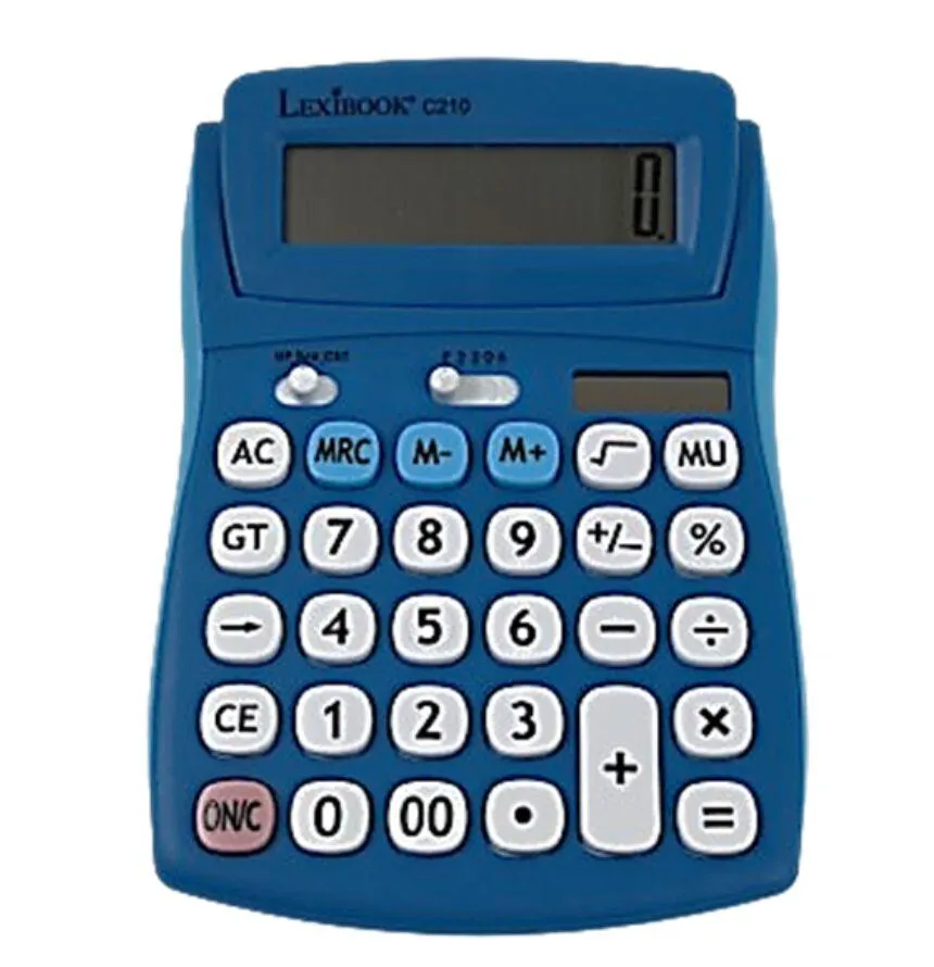 CALCULATRICE DE BUREAU BLEUE 10 CHIFFRES AVEC ECRAN A ANGLE AJUSTABLE ET FINITION EN CAOUTCHOUC