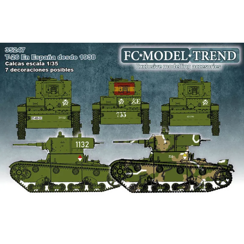 Décalcomanies : T-26 en Espagne, après 1938. FC MODELTIPS 35247