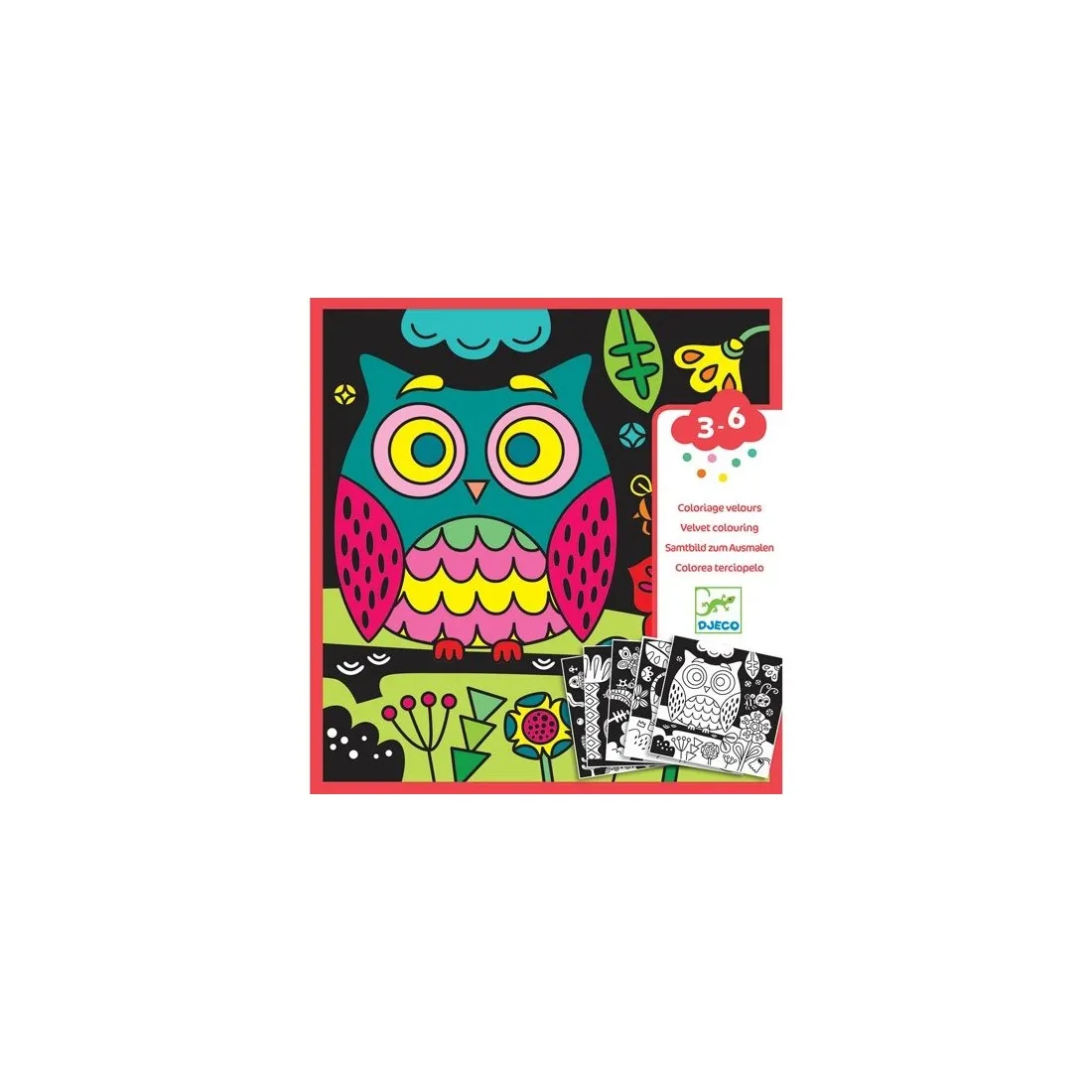 Coloriage velours Djeco - Dans le noir il y a ...