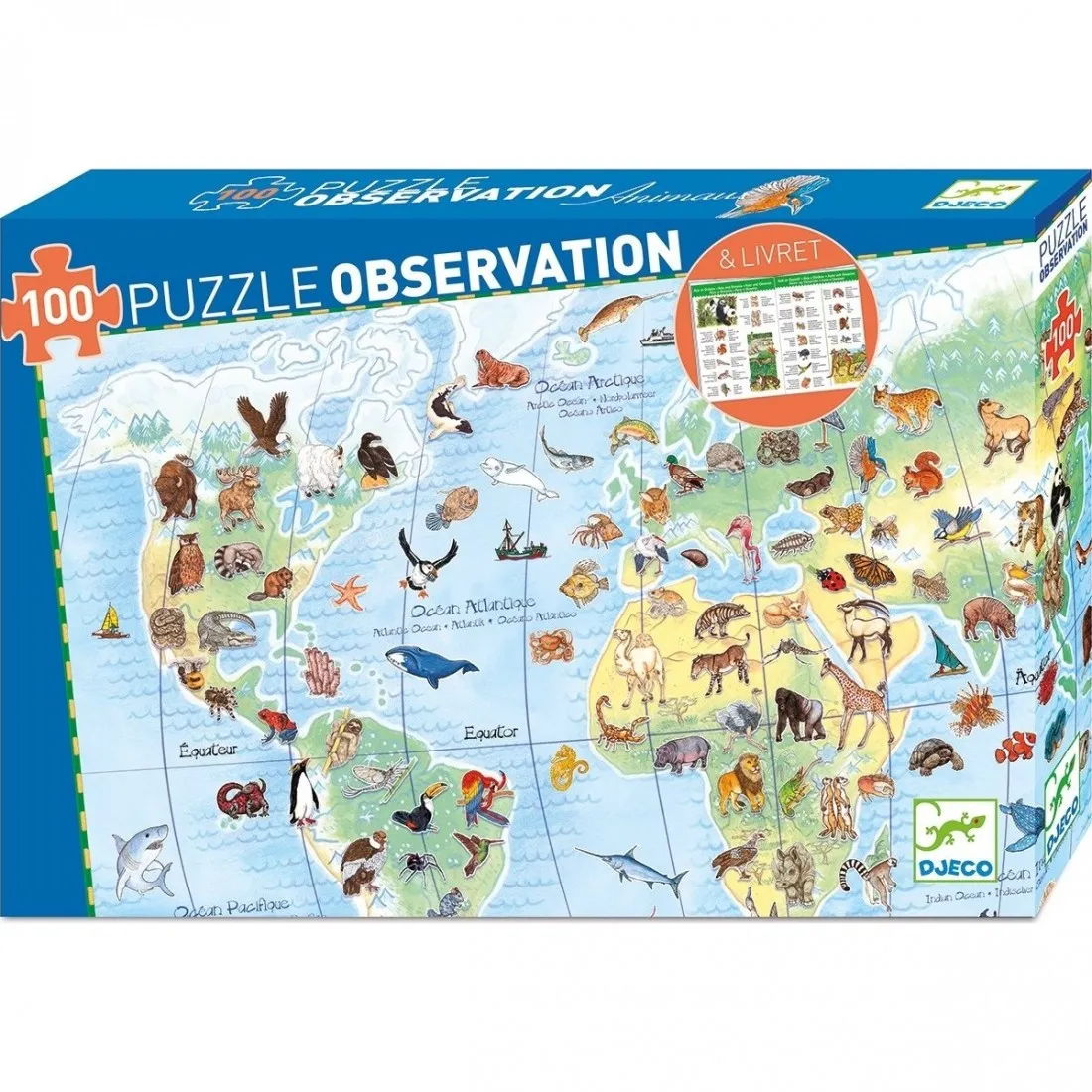 Puzzle Djeco 100 pièces - Animaux du Monde