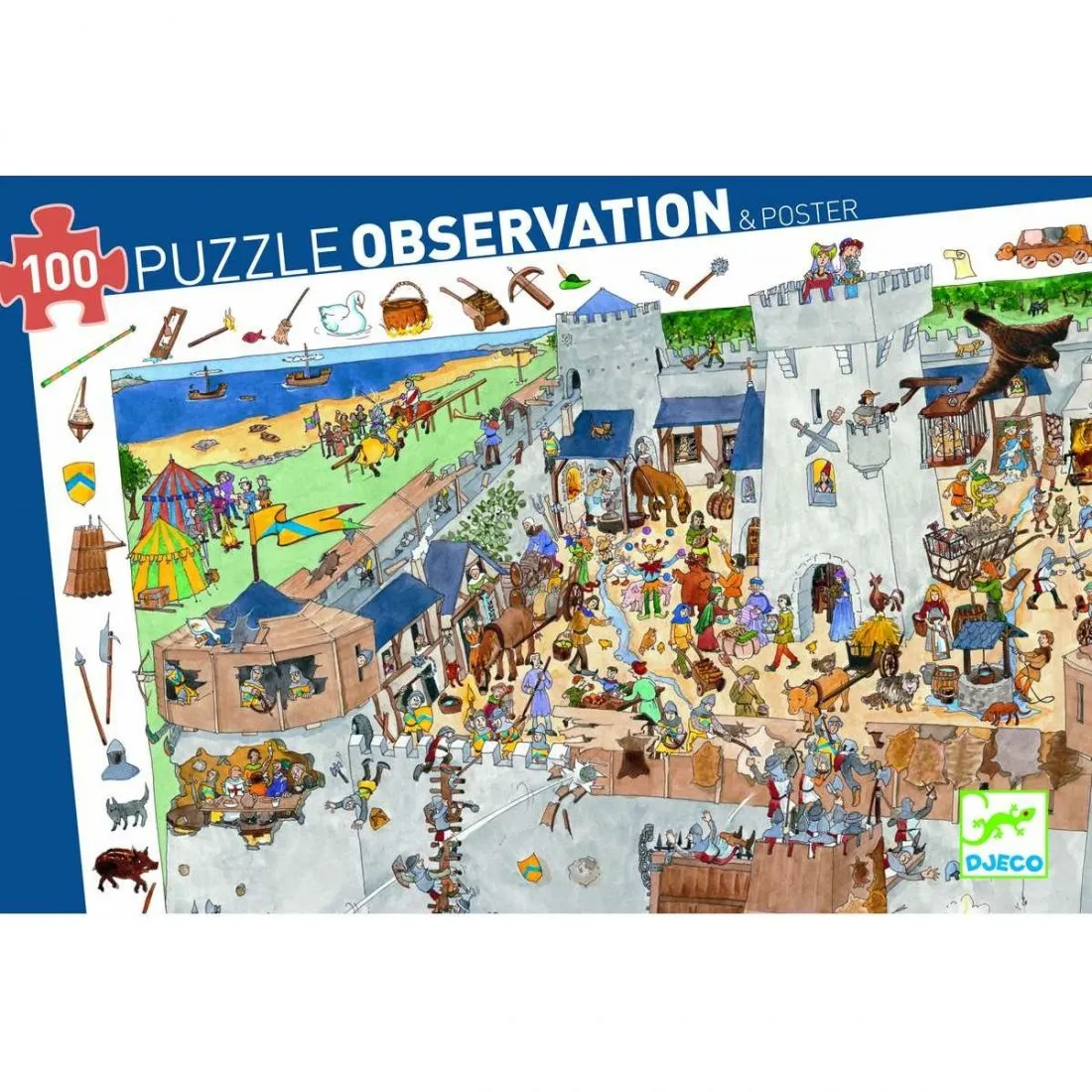 Puzzle Djeco 100 pièces - Château fort et chevaliers