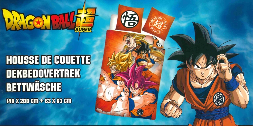 Dragon ball super - goku - parure de lit 140x200cm  - '100% polyester'