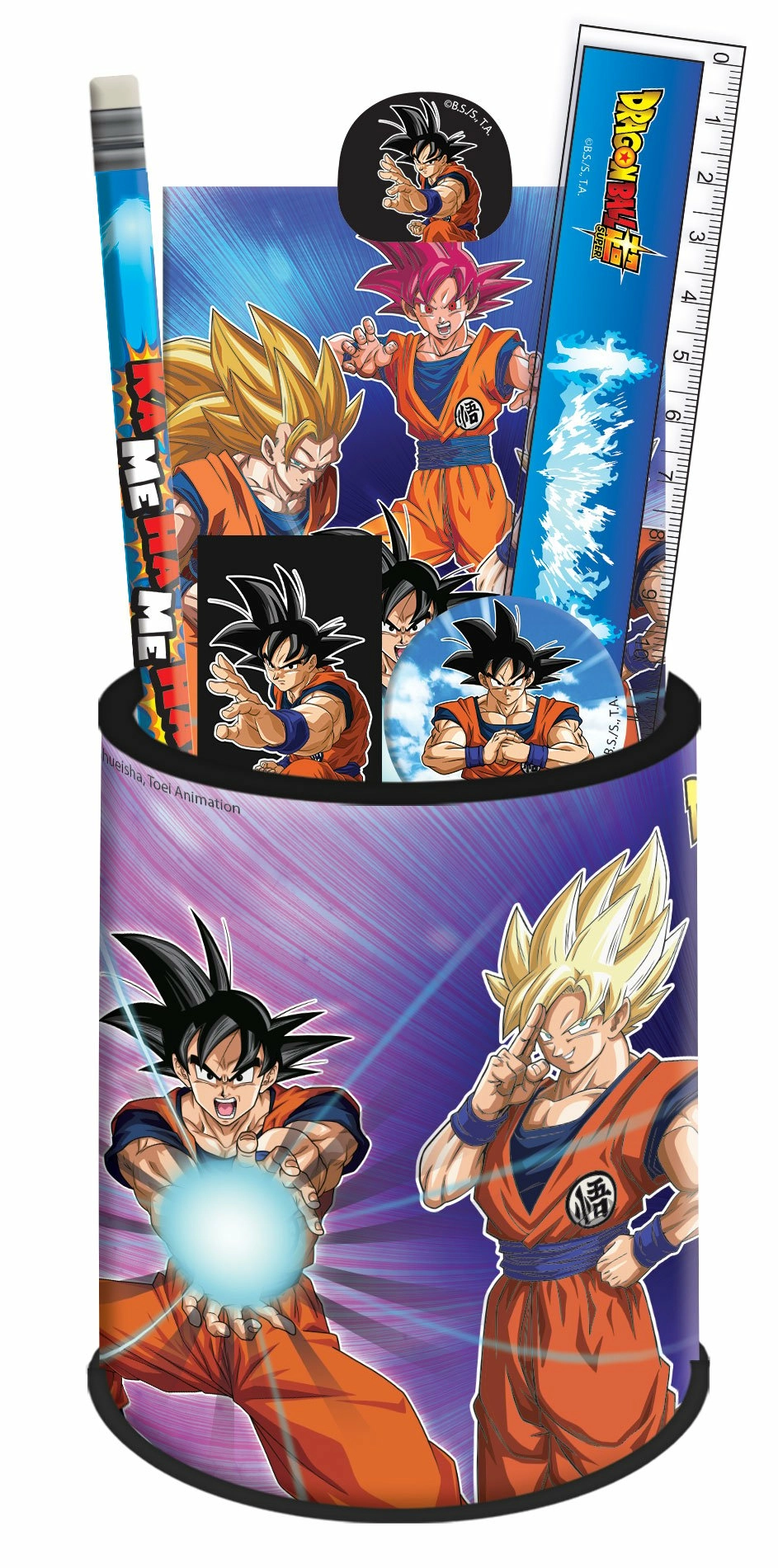 Dragon ball super - set de papeterie + pot à crayon - 7pc.