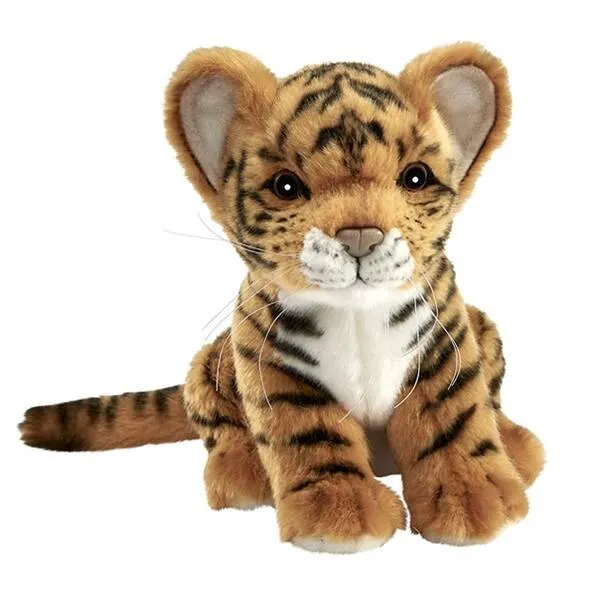 PELUCHE TIGRE BRUN BÉBÉ ASSIS 18 CM