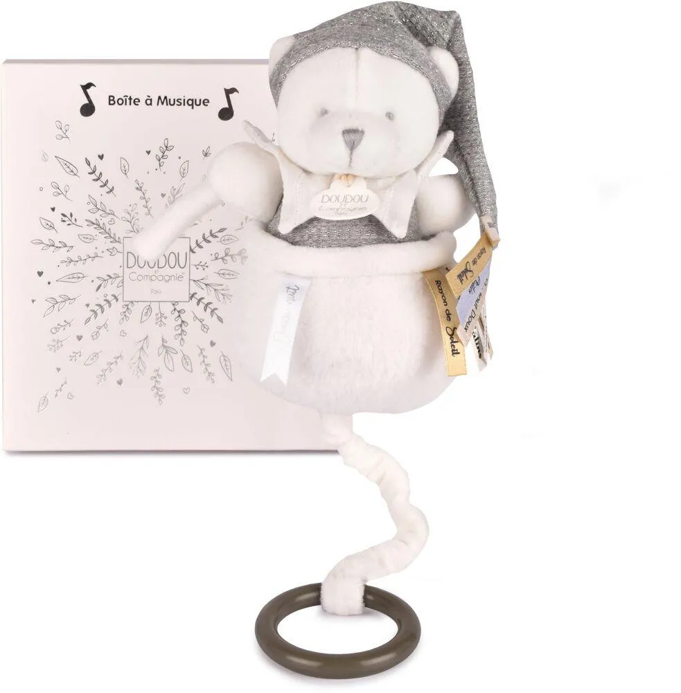 DOUDOU 25 ANS - OURS ARGENT - BOITE A MUSIQUE