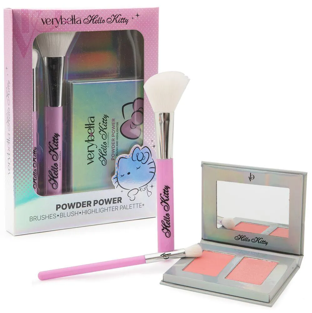 VERY BELLA X HELLO KITTY - COFFRET POUDRE POWER HIGHLIGHTER, BLUSH ET 2 PINCEAUX