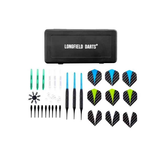 Fléchettes Longfield Softip - revêtement noir dans un étui