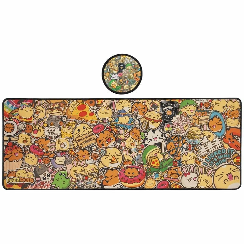 Fuzzballs - tapis de bureau xl + 1 sous-verre