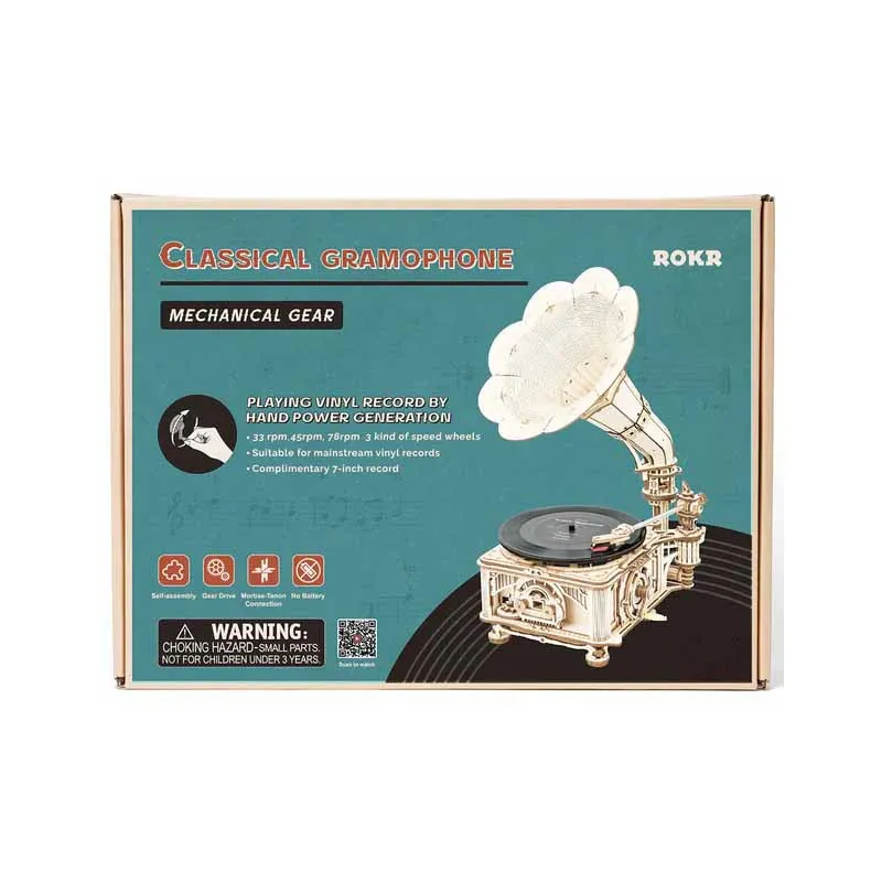Gramophone classique à rotation manuelle. ROBOTIME LKB01