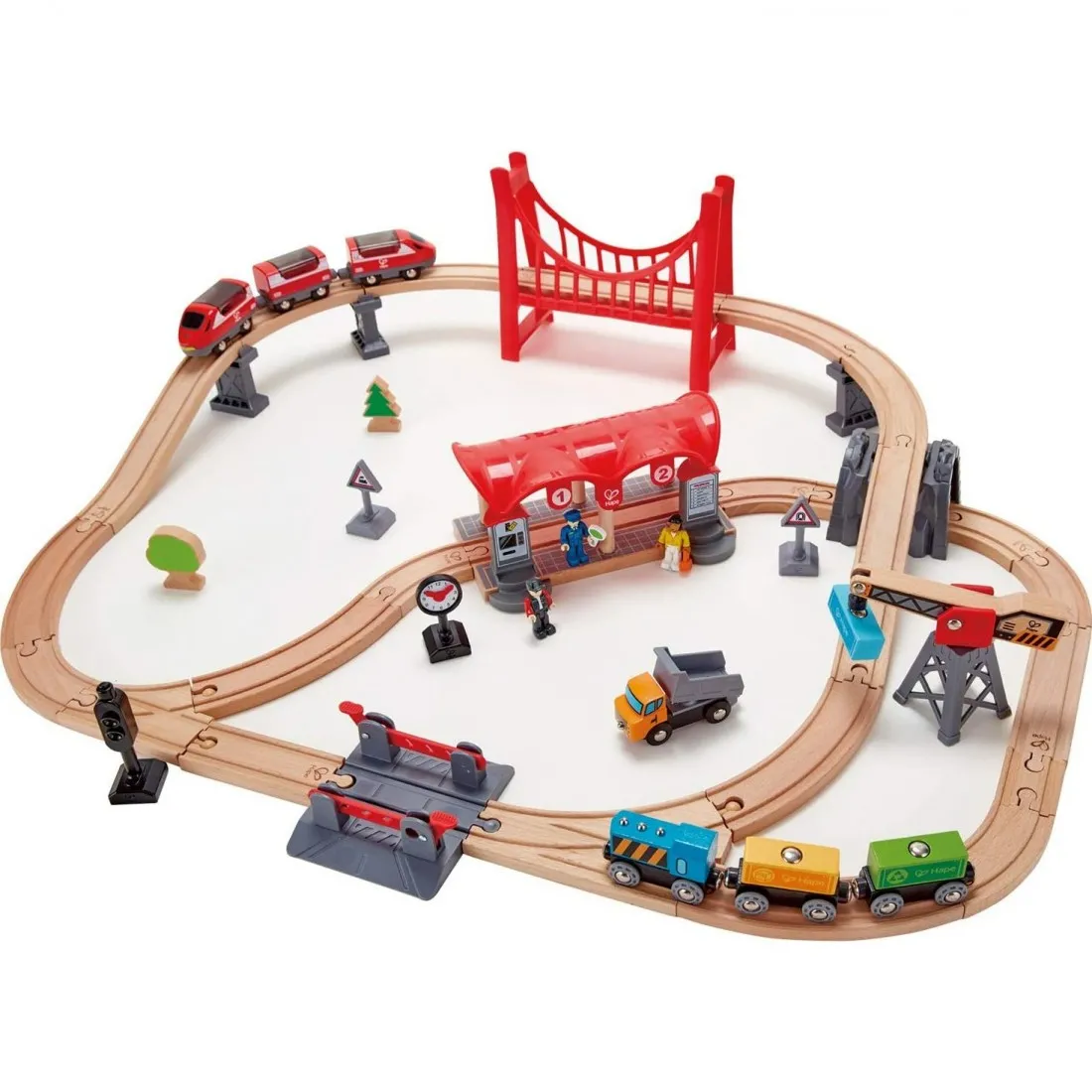 Circuit de train en bois - Ville animée - Hape Toys