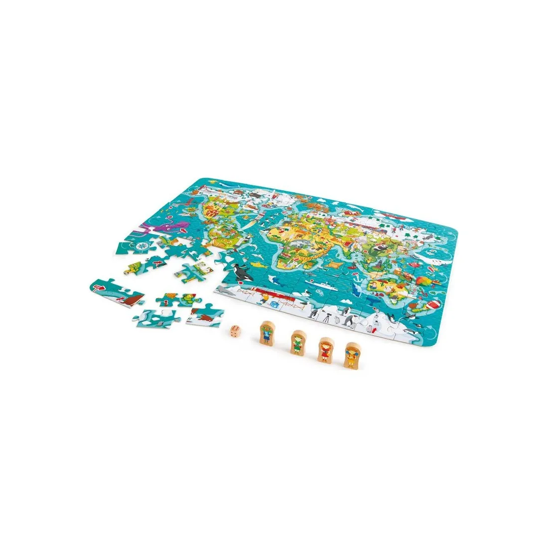 2 en 1 Puzzle et jeu Tour du Monde - Hape Hape Toys