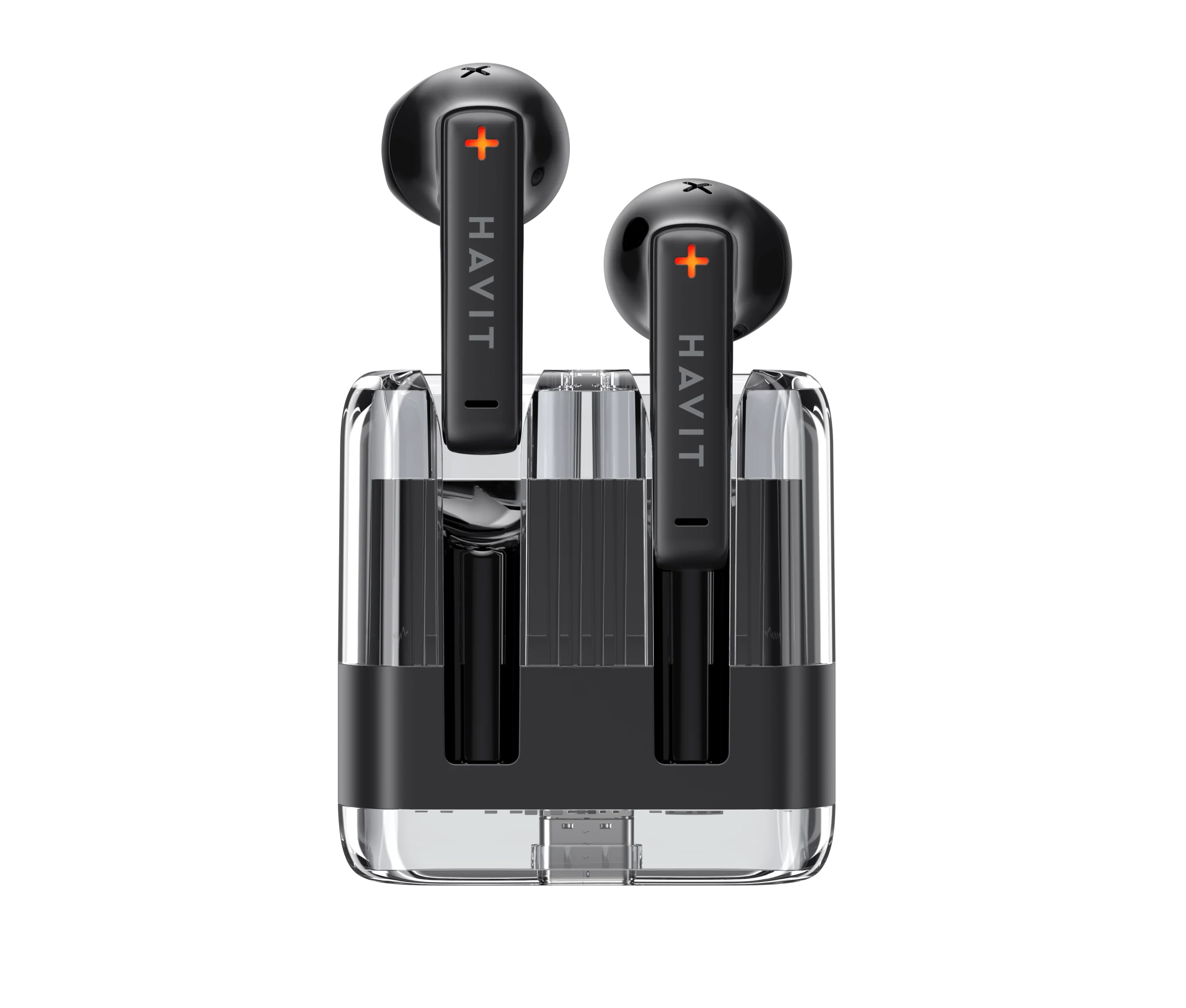 Havit - ecouteurs bluetooth - noire - boite transparente