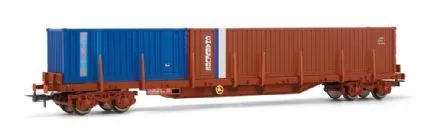 Wagon plat de la SNCF, chargé de 2 containers
