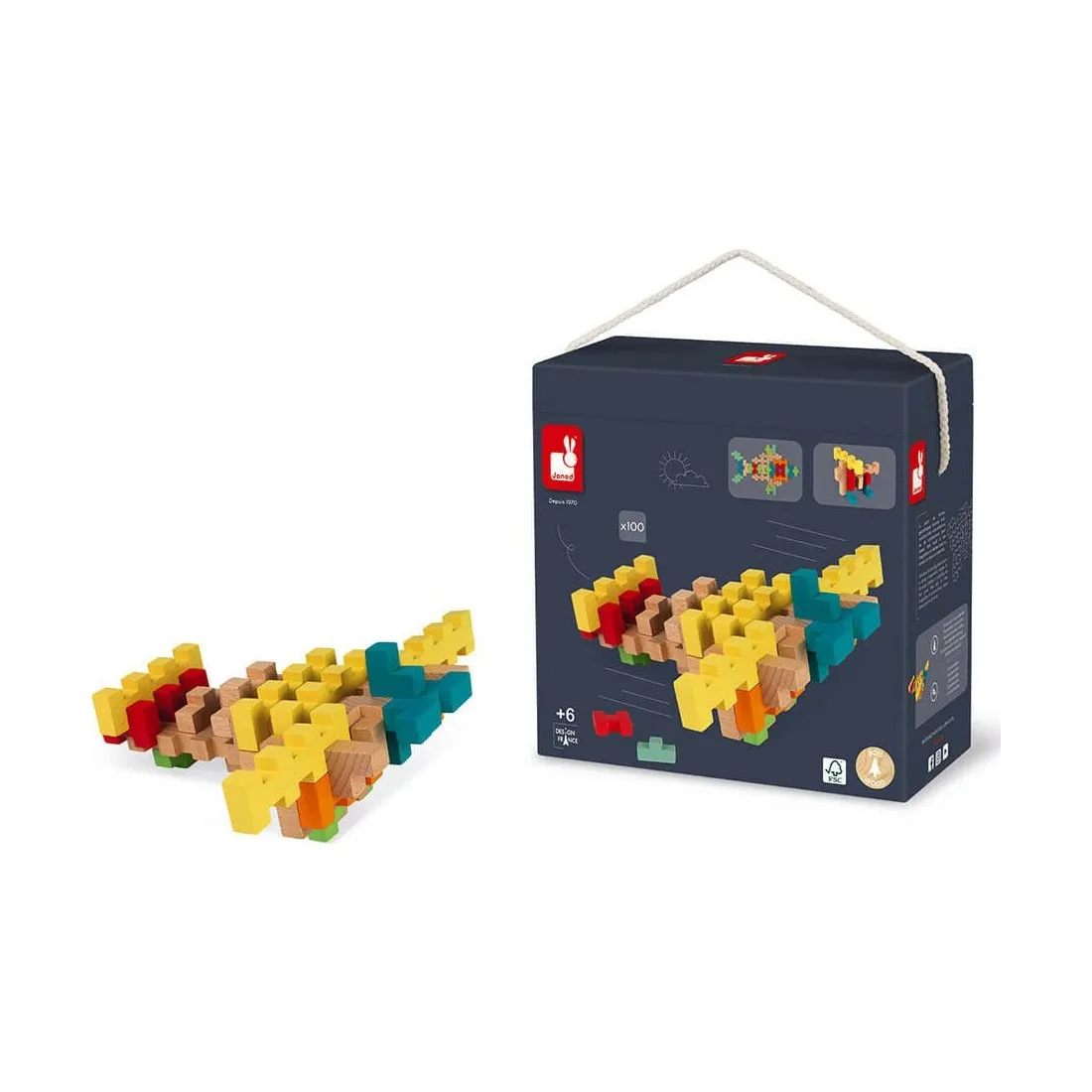 Blocs de construction en bois Janod 100 éléments