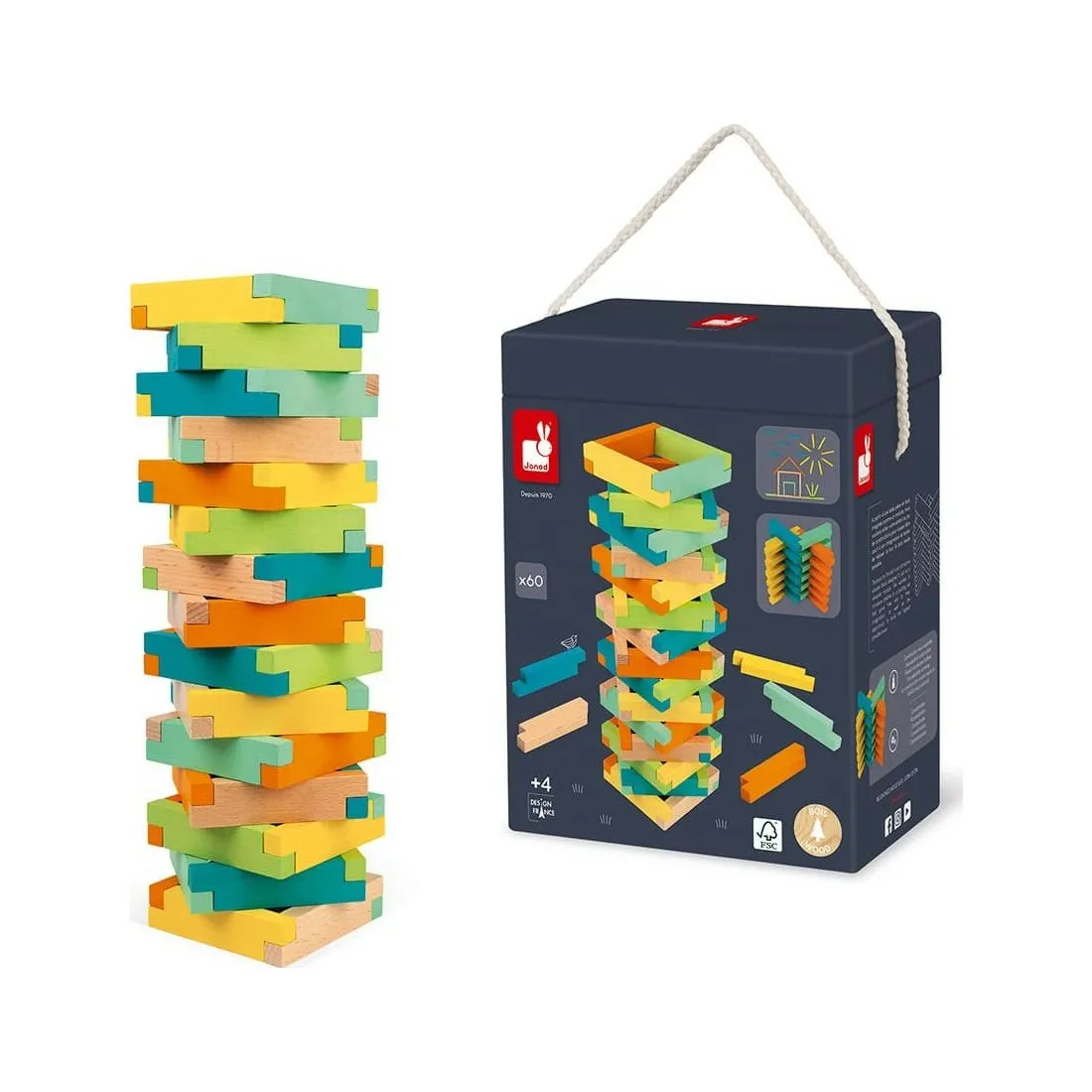 Blocs de construction en bois 60 pièces - Jeu de construction - Janod