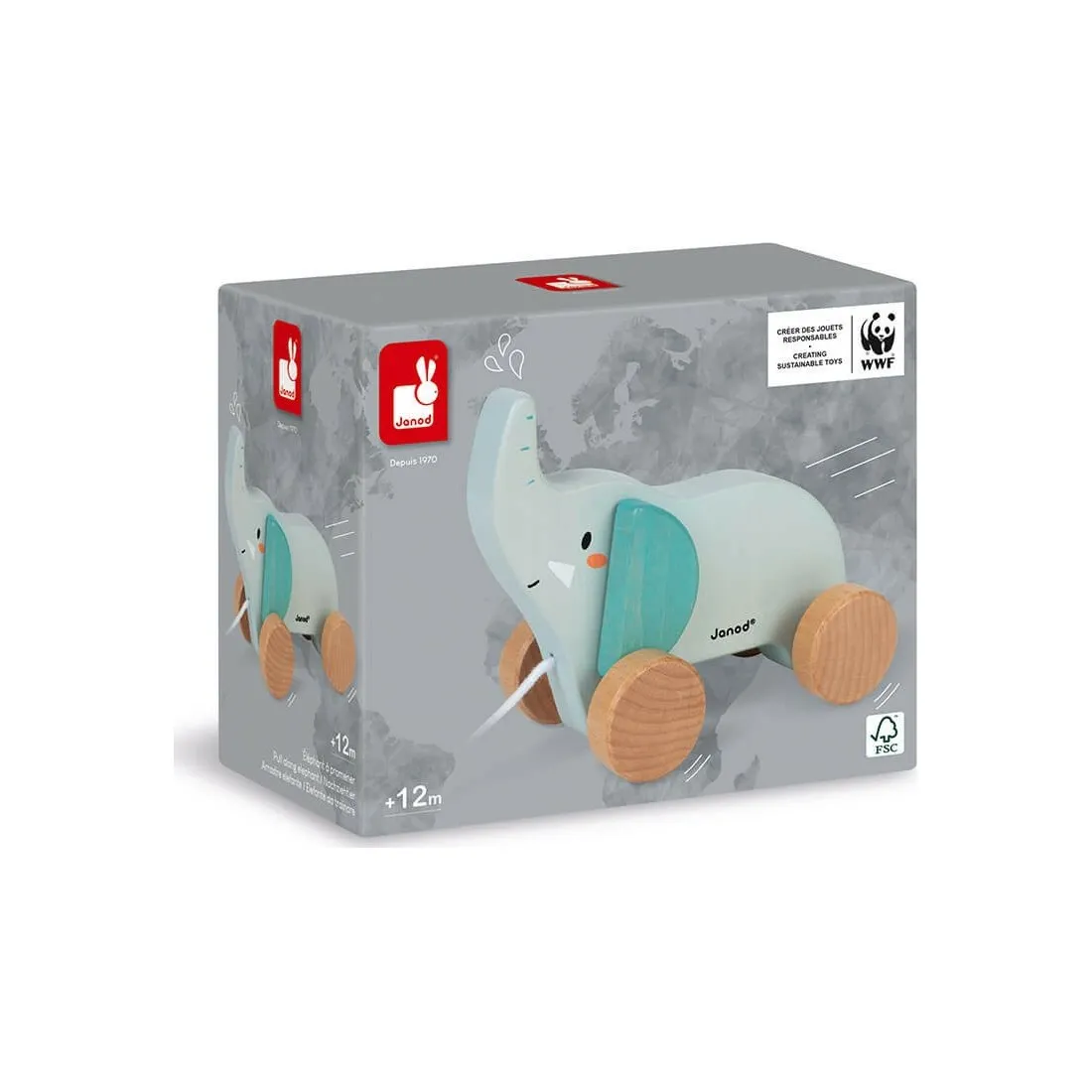 Eléphant à tirer WWF - Janod