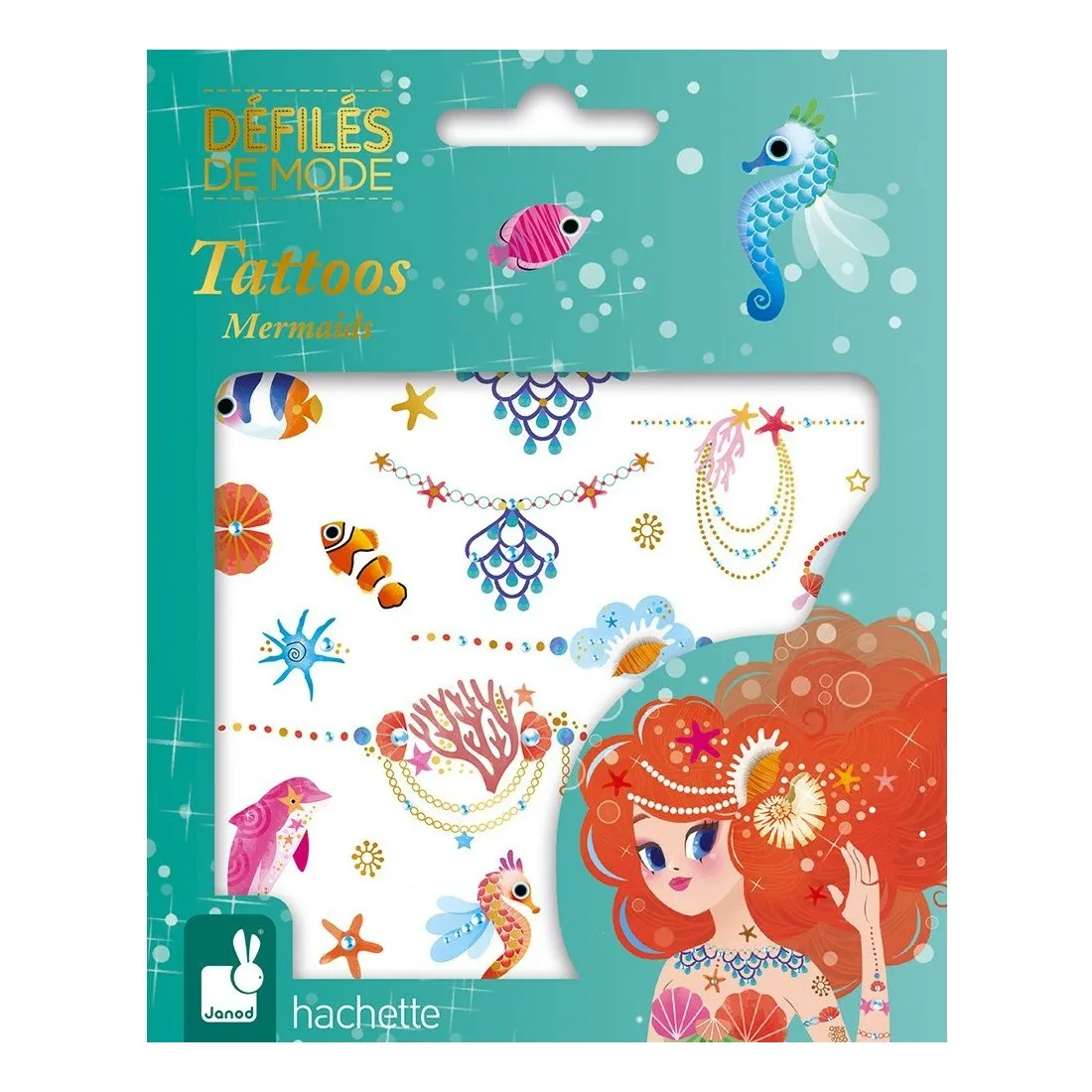 Set de tatouages lavables pour enfant Janod Sirènes