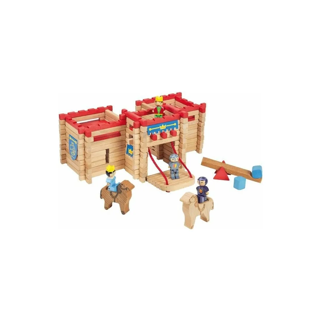 Chateau fort en bois JeuJura - 155 pieces - Jeu de construction en bois