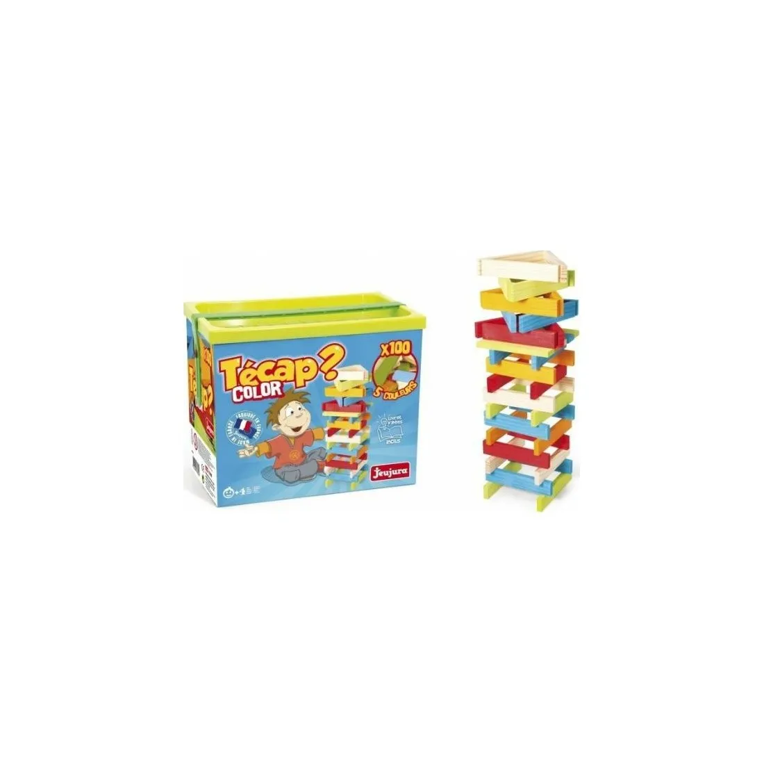 Jeu de construction JeuJura - 100 pièces en bois de couleur