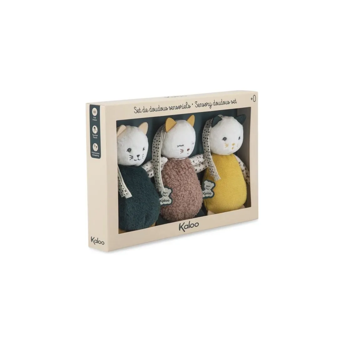 Doudous chats sensoriels Stimuli - Jouets d'éveil bébé - Kaloo