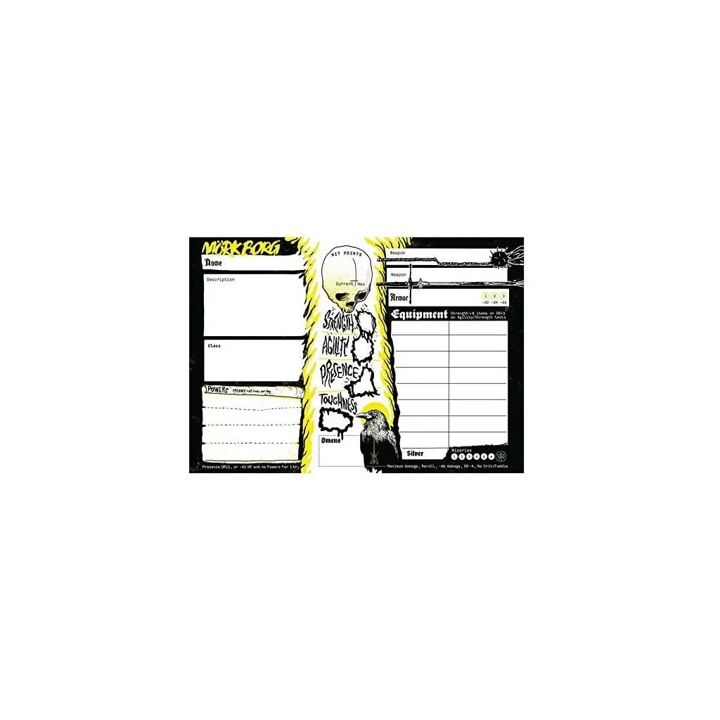 Mörk Borg RPG - Character Sheet Pad