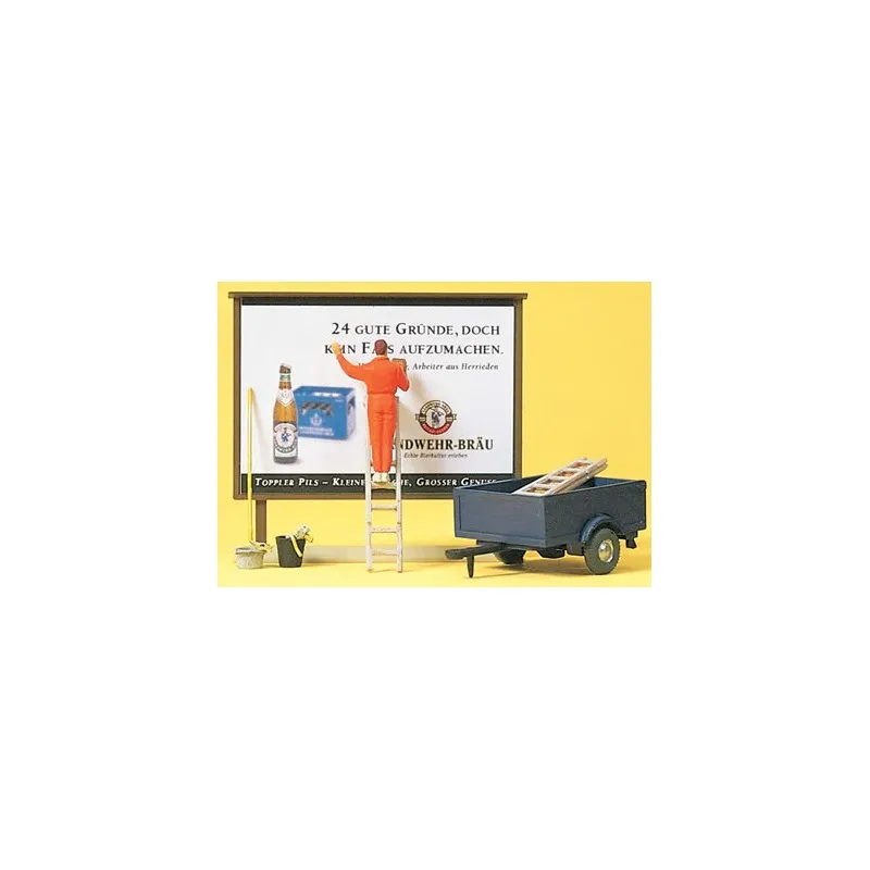 Travailleur posant une affiche publicitaire. PREISER 10526