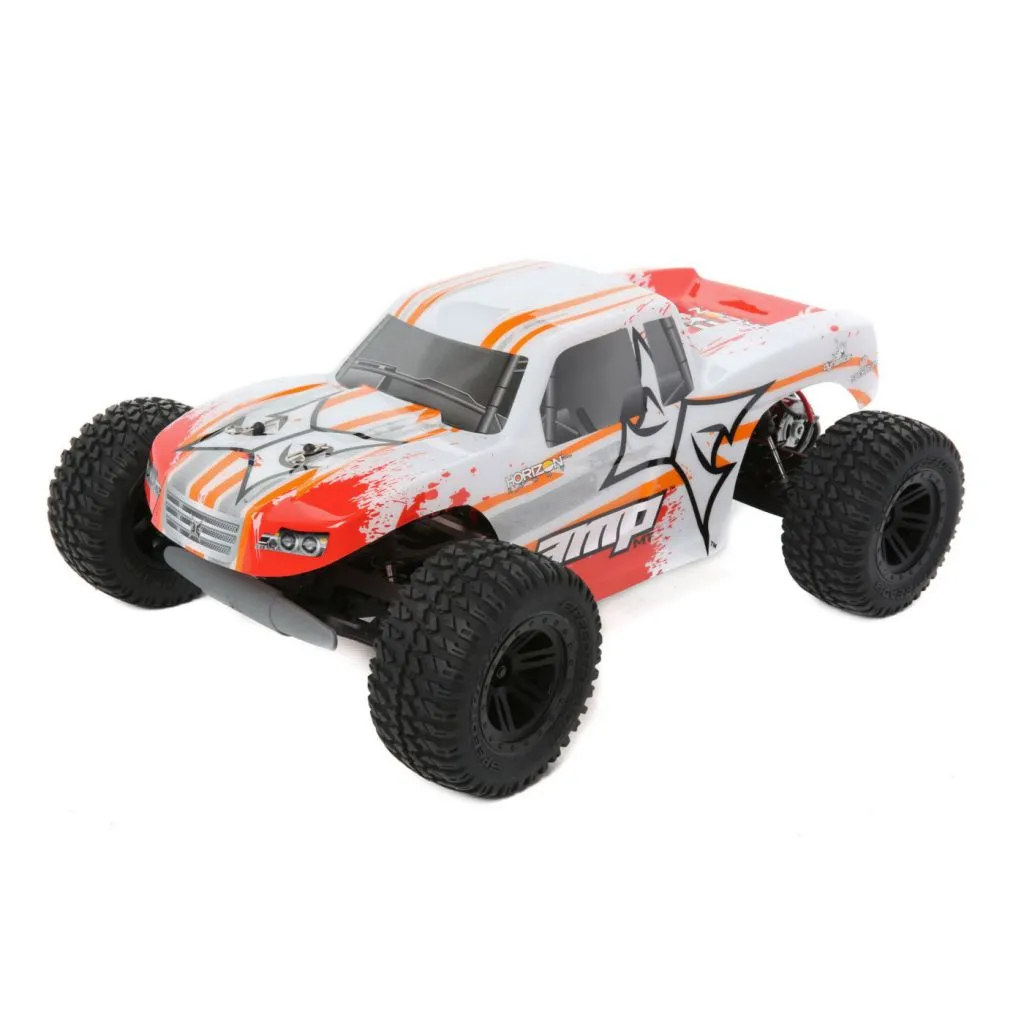 AMP MT 1/10 2WD Monster Truck: Blanc/Orange RTR INT - HORIZON HOBBY - Référence: ECX03028IT1