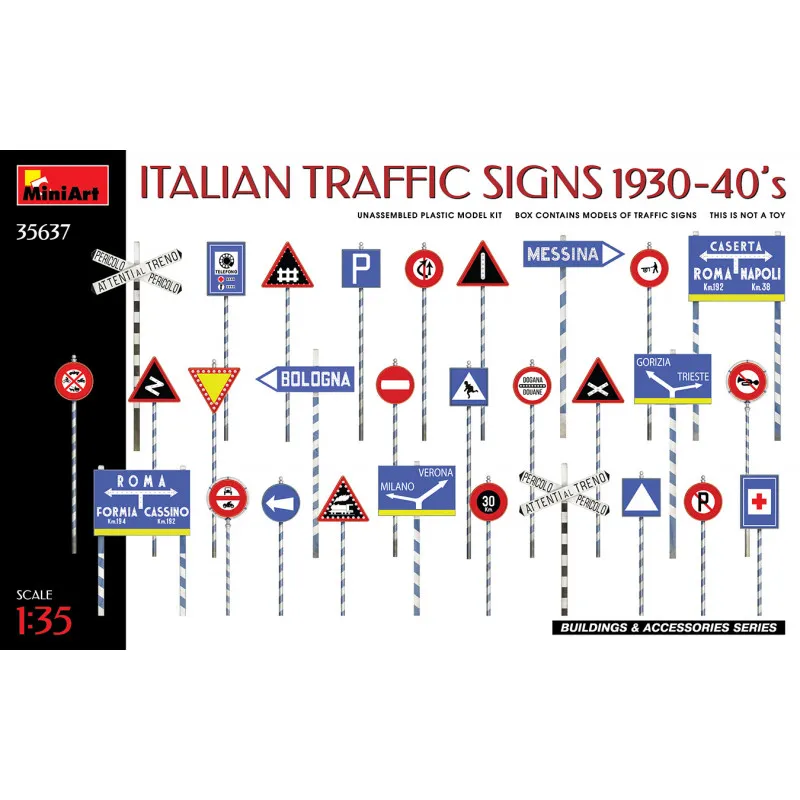 Panneaux de signalisation italiens, années 30-40. MINIART 35637