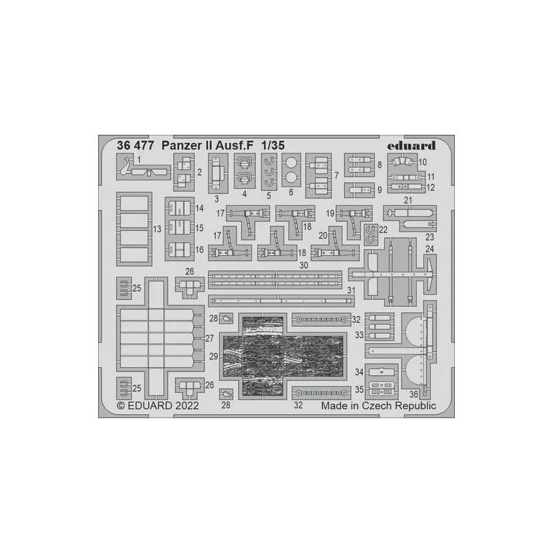 Film photodécoupé : Panzer II Ausf. F. EDUARD 36477