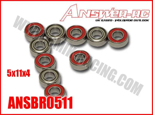 Roulements 5x11x4mm Flasqués Étanches  (10 pcs) - ANSBR0511 - Pièces et Options ANSWER