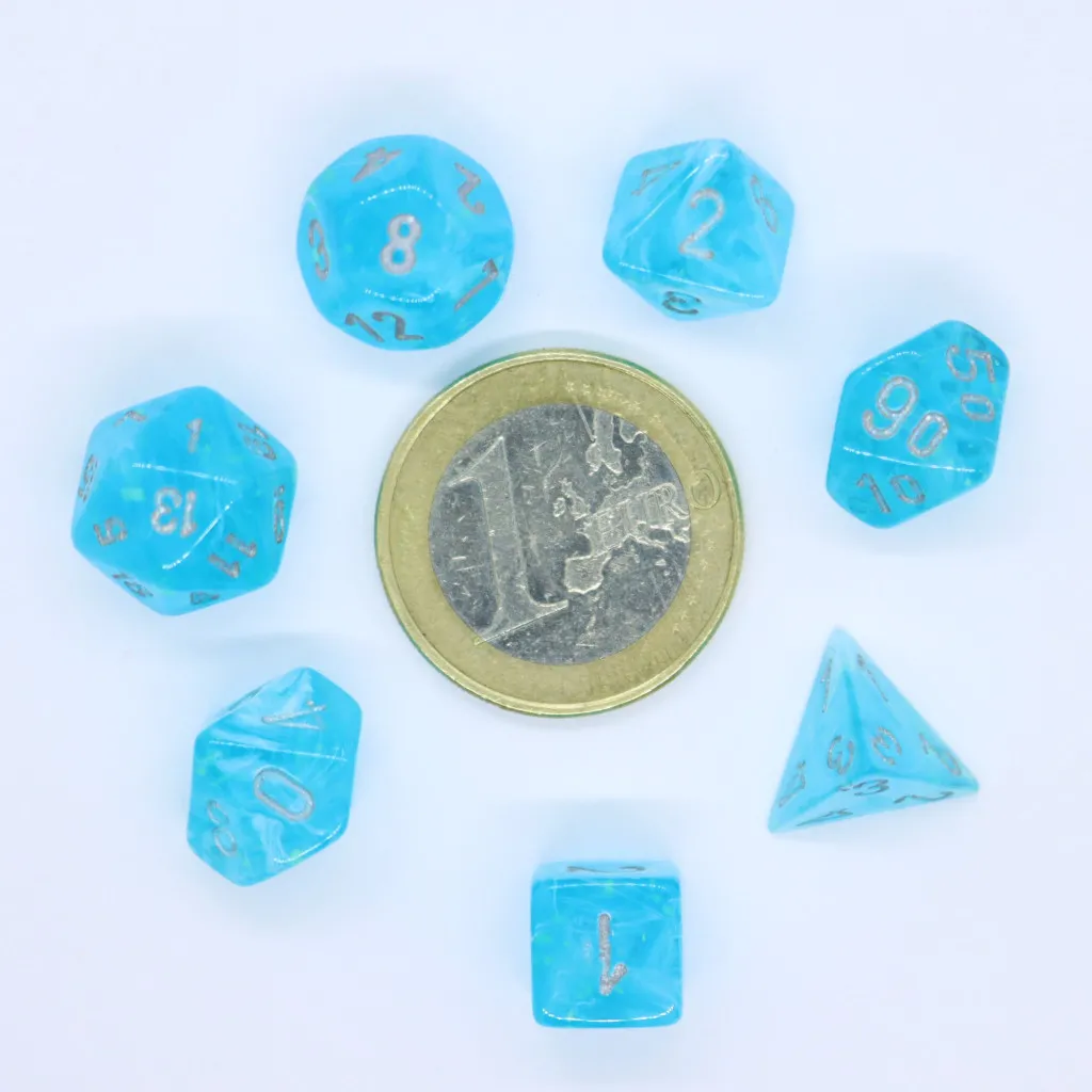 Set de 7 Mini Dés JDR Chessex : Luminary Sky / Silver