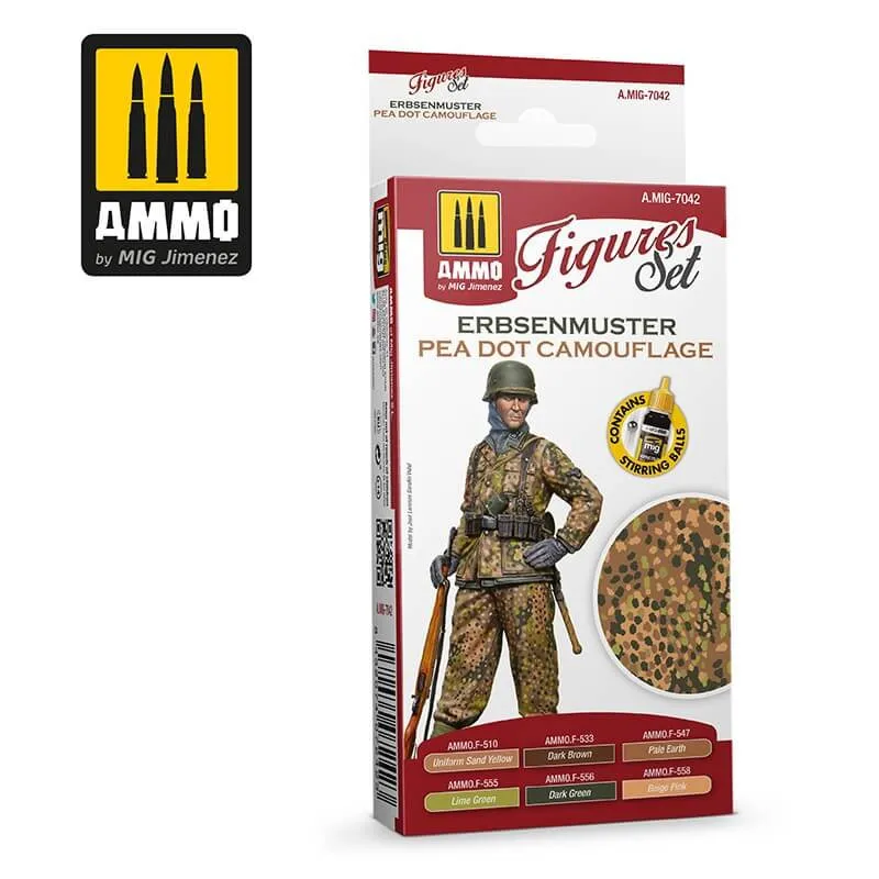 Set de peinture camouflage allemand Erbsenmuster. AMMO MIG JIMENEZ 7042