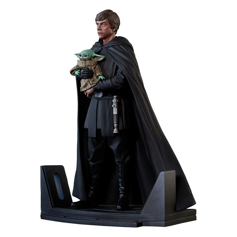 Star wars: the mandalorian statuette premier collection 1/7 luke skywalker & grogu 25 cm