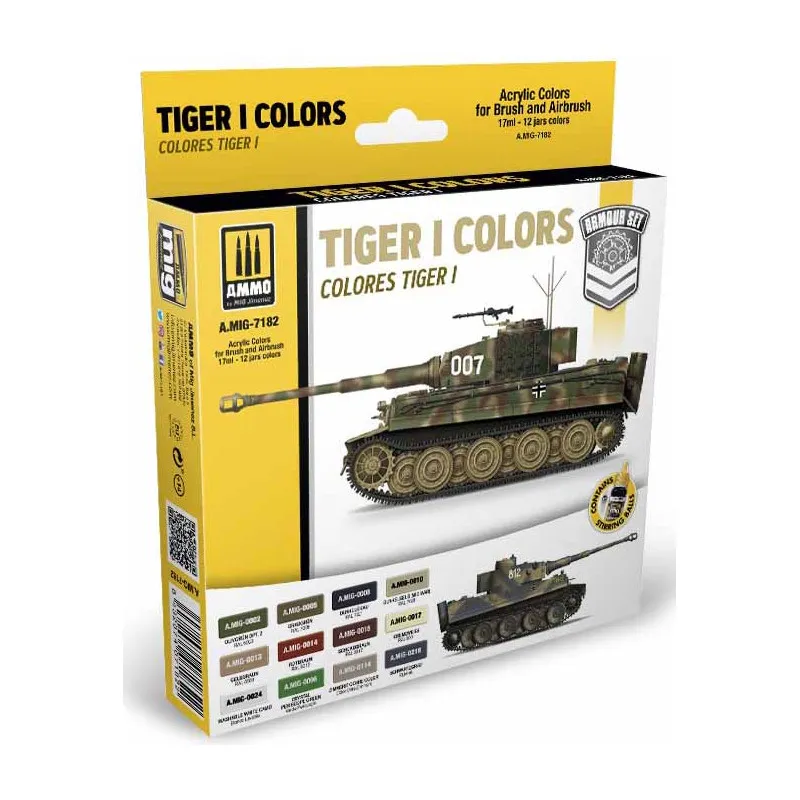 Tiger I ensemble de couleurs. AMMO MIG JIMENEZ 7182