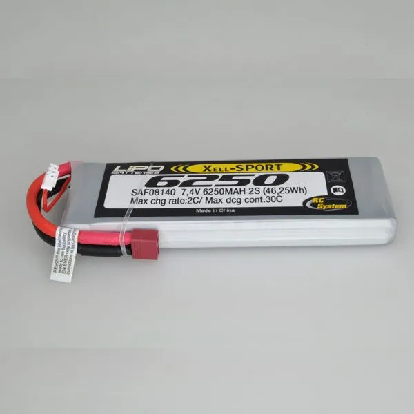 XELL-SPORT - LIPO 7,4V 6250mAh 2S XP 30C - SAF08140